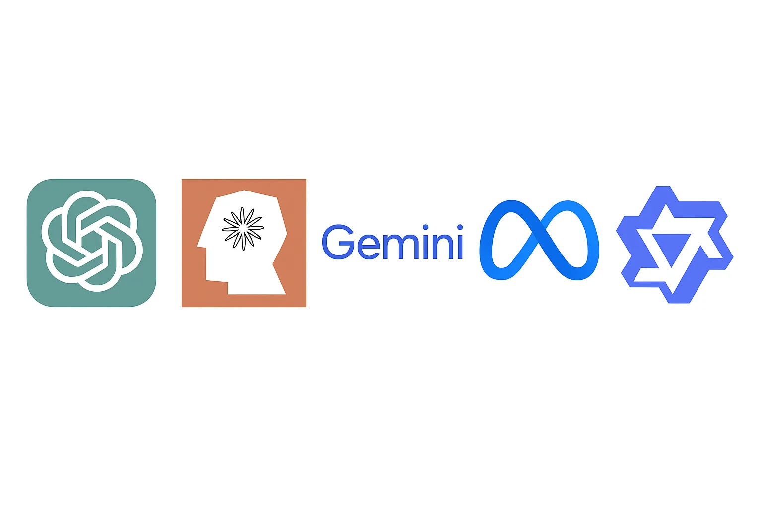 AI and LLM tool logos including ChatGPT, Claude, Gemini, Meta AI representing how buyers research using AI