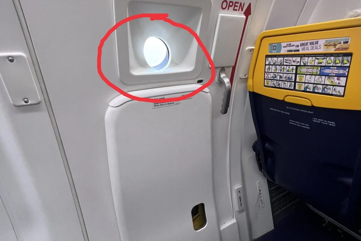 Ryanair window seat exit door porthole